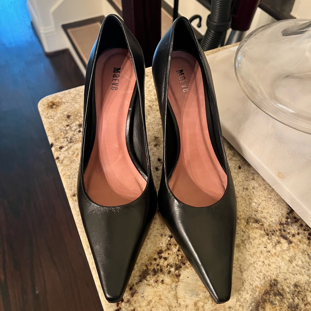 Maeve by Anthropology black leather heels